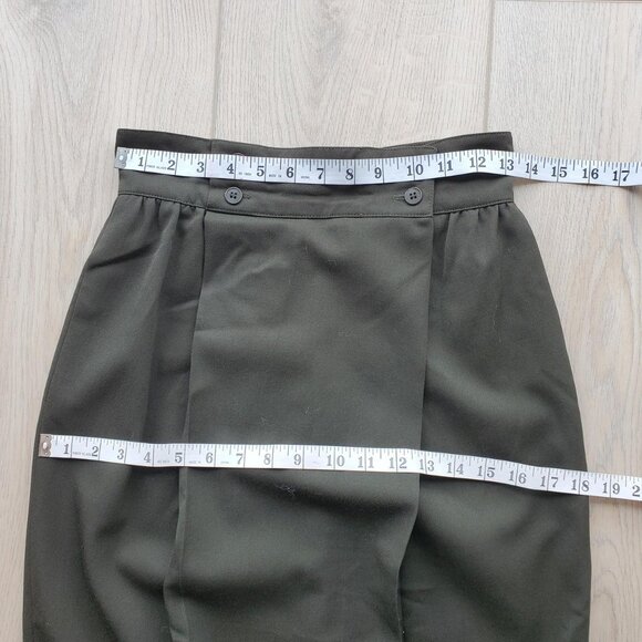 Christian Dior Separates Dark Green 100% Wool Midi Skirt Size 6 - Picture 6 of 9